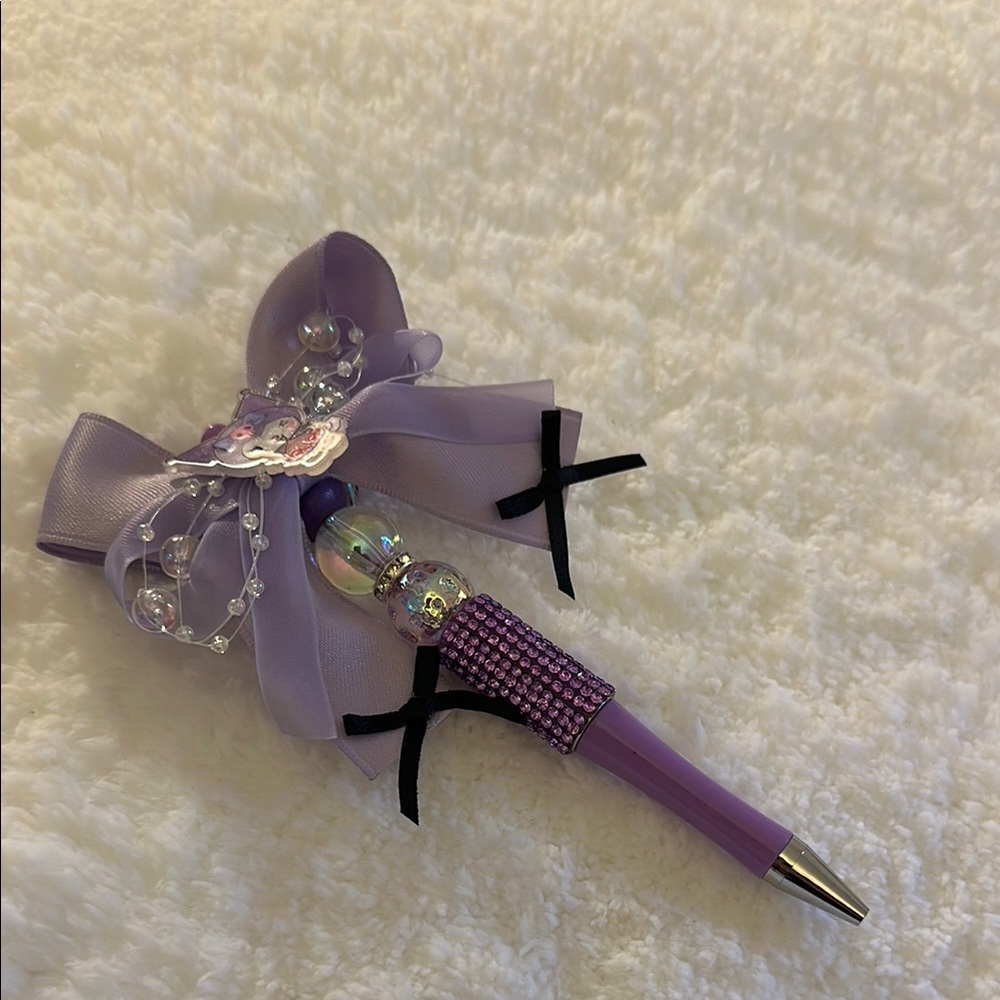 Purple Bow Pen with Rhinestones